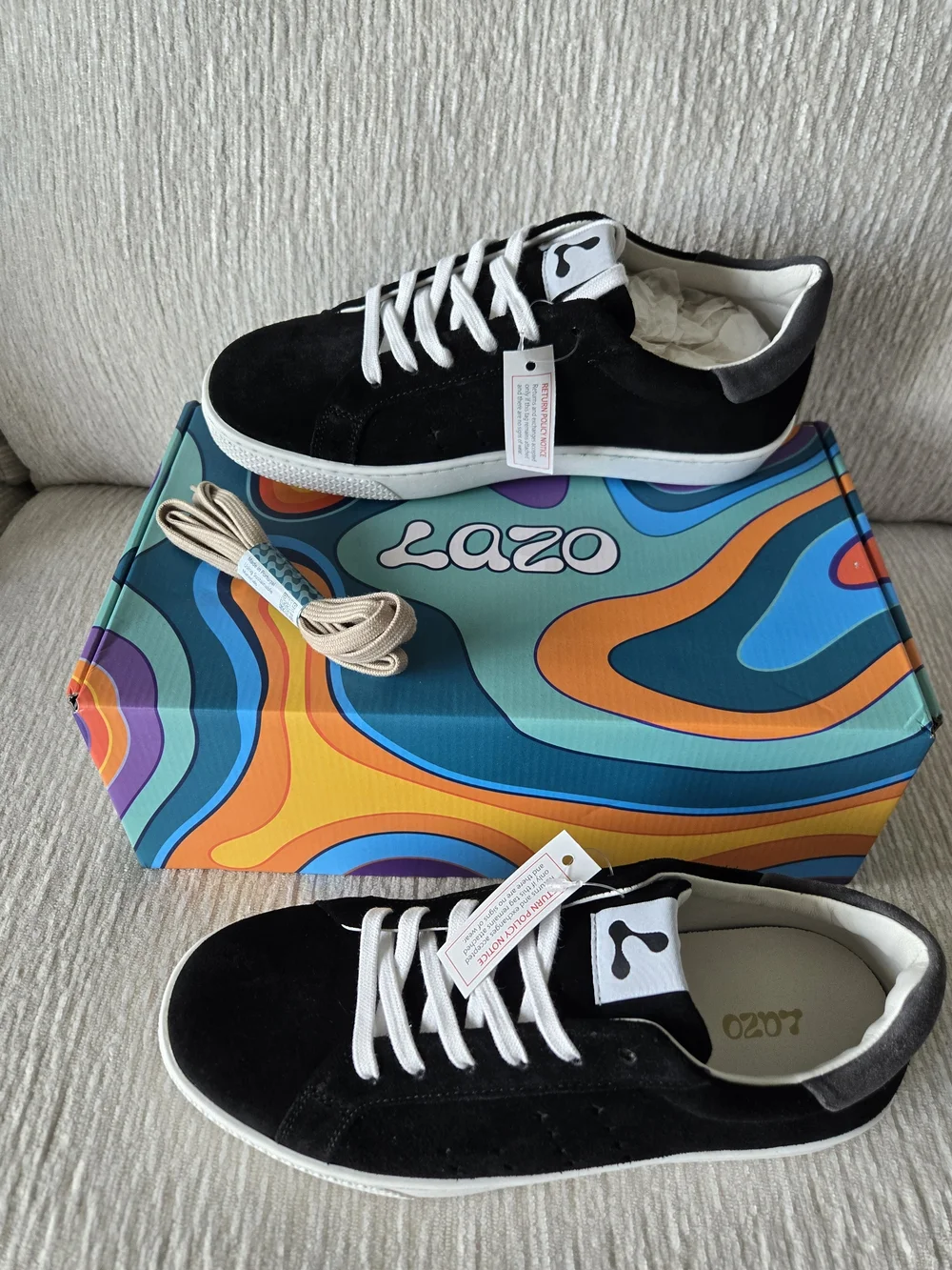 Women's Black Suede Low-Top Sneakers with White Laces